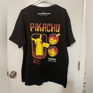 Mad Engine short sleeve Pokemon pikachu graphic black t shirt 100% Cotton XL